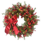 Corona di Natale con Ciliegie Rosse – Corona Decorativa per Porta per Natale