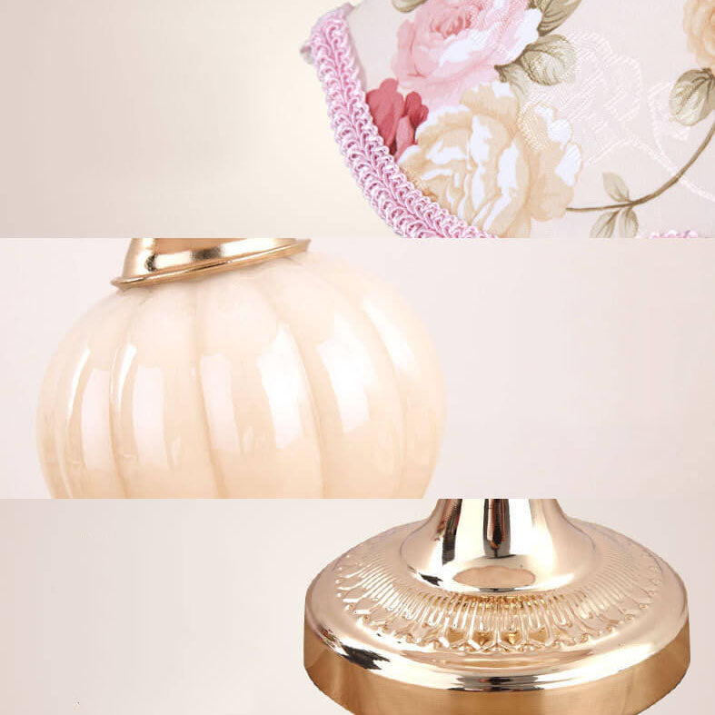 Lampada da Tavolo in Vetro Vintage Florale Nordico con 1 Luce