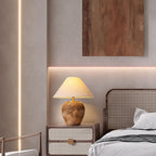 Lampada da Tavolo in Ceramica con Cono in Tessuto Moderno Shabby Chic per Camera da Letto