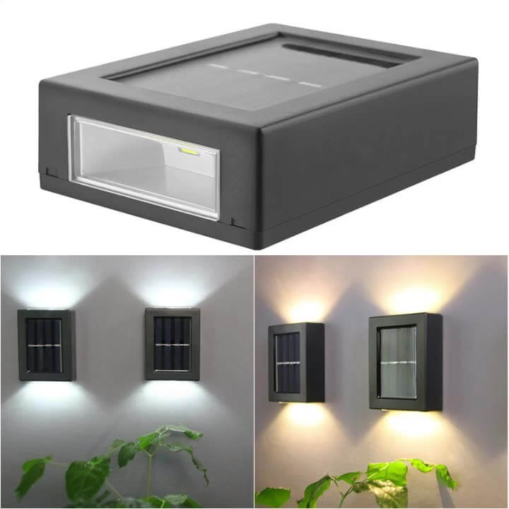 Lampada da Parete da Giardino LED Impermeabile Solare a Forma Quadrata