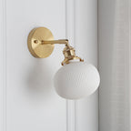 Applique da Parete Lampada in Ottone Lucite Minimalista Retro Giapponese a Cilindro Ovale con 1 Luce
