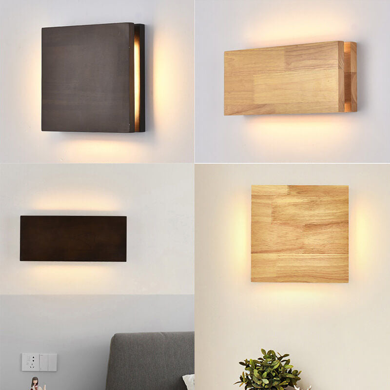 Lampada da Parete LED Rettangolare in Legno Wabi-sabi Giapponese