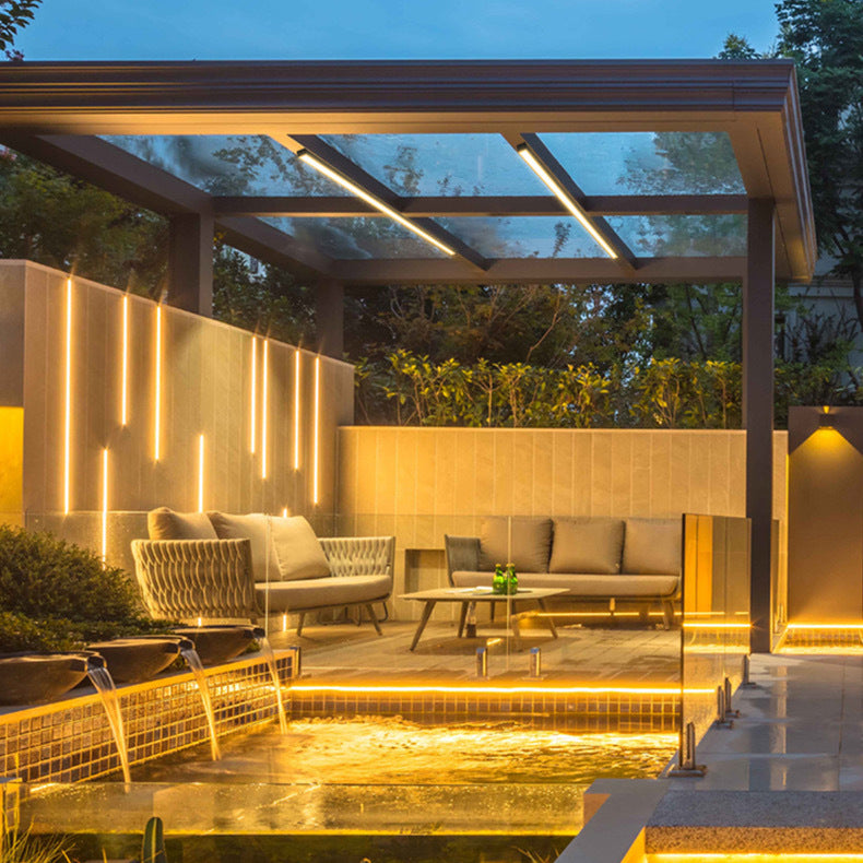 Moderno Minimalista Lungo Rettangolo Alluminio PC LED Soffitto Incassato Luce Per Patio Esterno