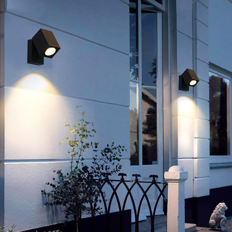Faretto quadrato moderno da esterno impermeabile con angolo regolabile Lampada da parete LED da giardino