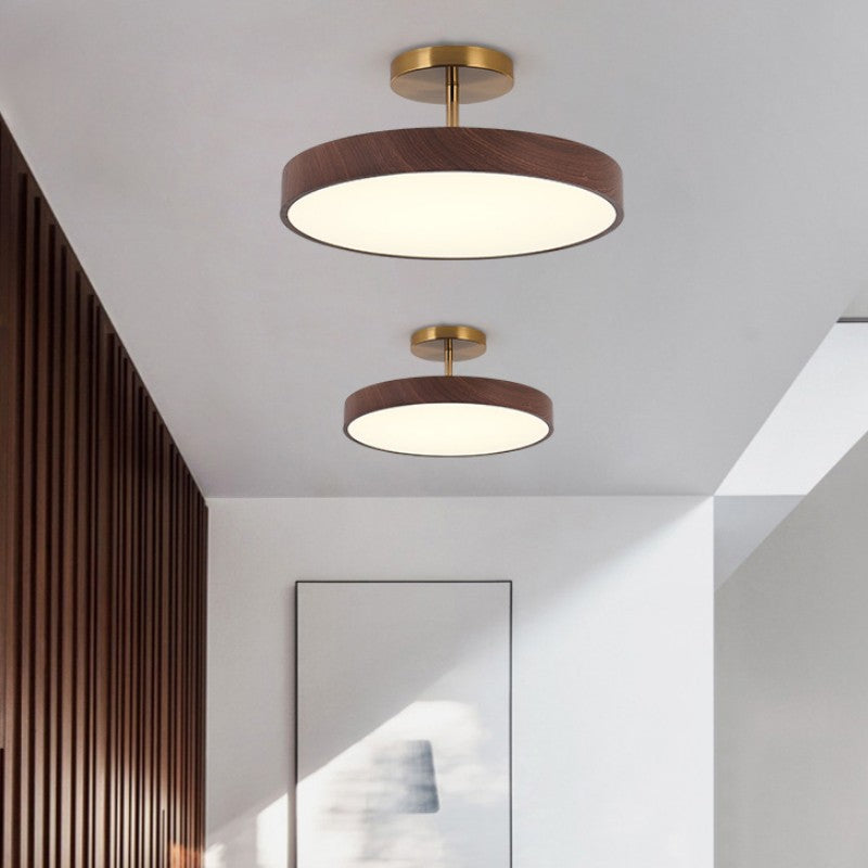 Luce a LED rotonda semi-incassata in legno minimalista giapponese Wabi-sabi