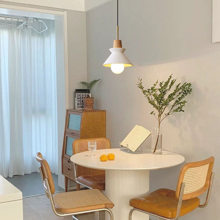Lampada a Sospensione Minimalista Nordica in Legno e Cemento con 1 Luce