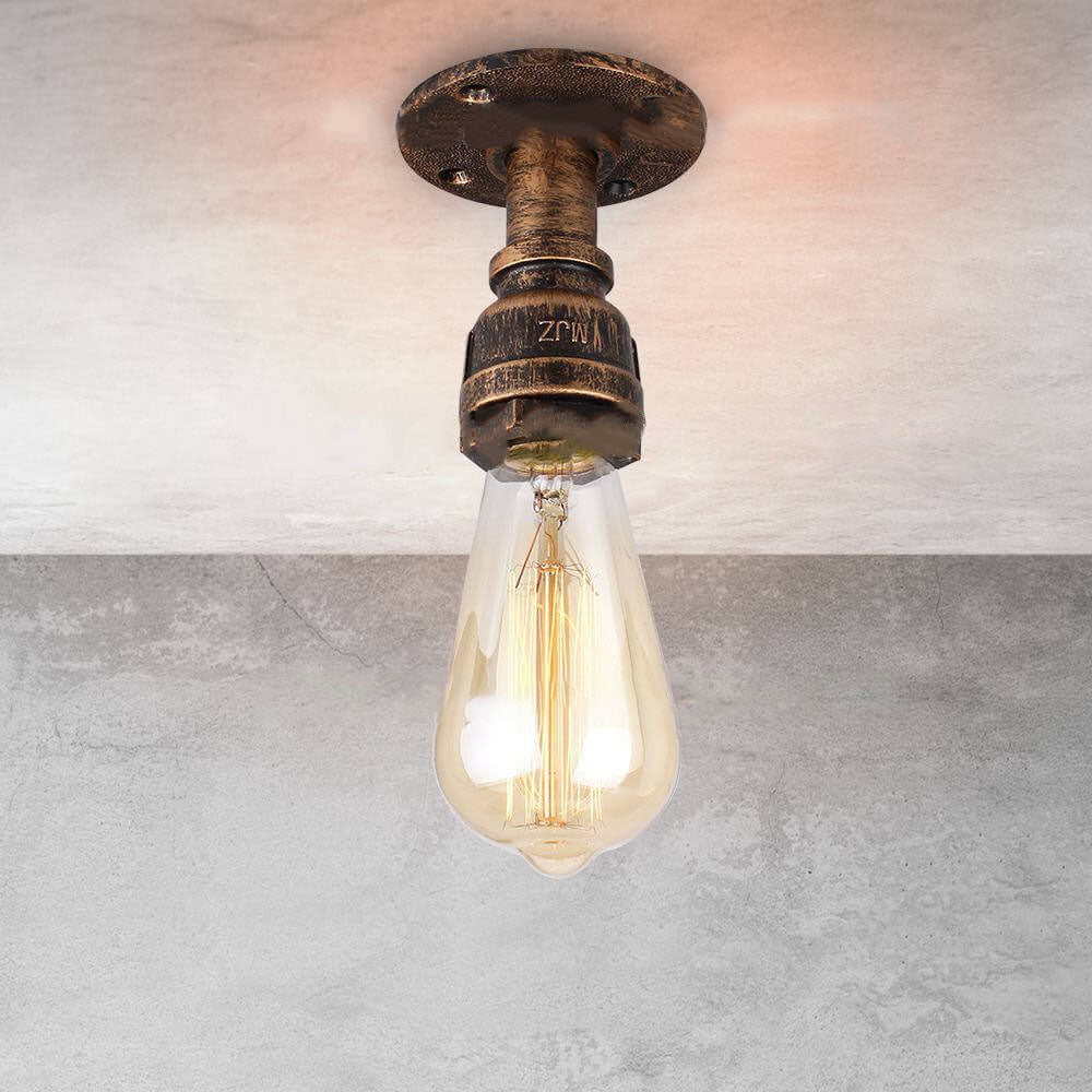 Lampada da Soffitto Flush Mount in Vetro e Ferro Stile Vintage Steampunk con 1 Luce