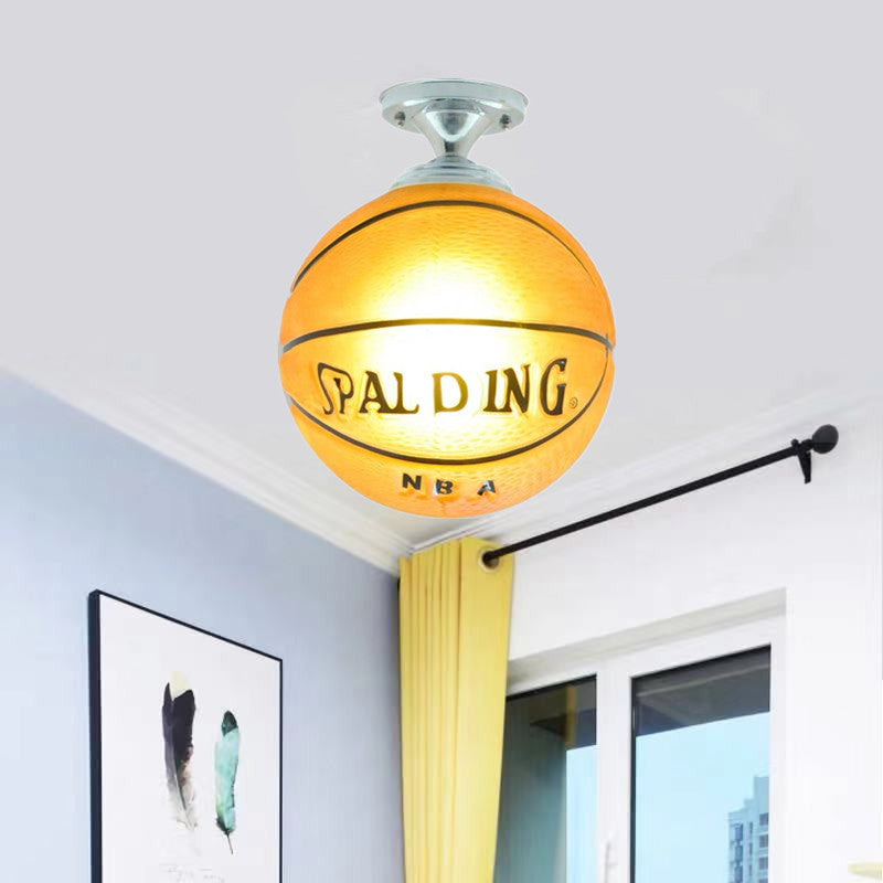 Luce da soffitto semi-incassata a 1 luce in vetro creativo da basket e calcio