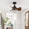 Ventilatore da Soffitto Contemporaneo in Noce Scuro con Illuminazione
