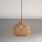Lampada a Sospensione in Rattan Intrecciato Retro
