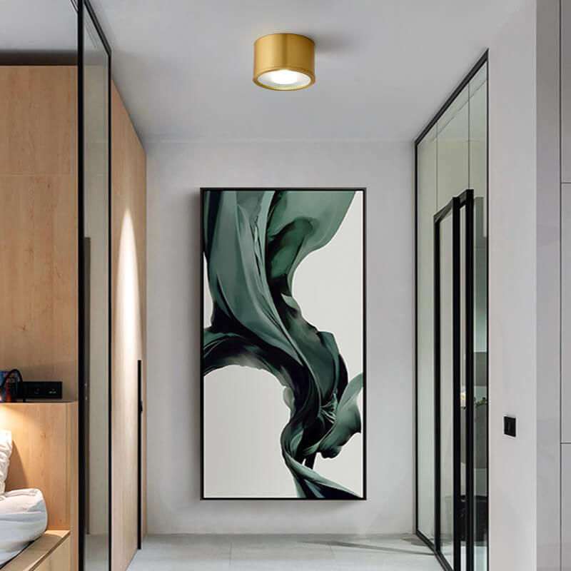 Faretto LED Moderno in Ottone Cilindrico da Soffitto