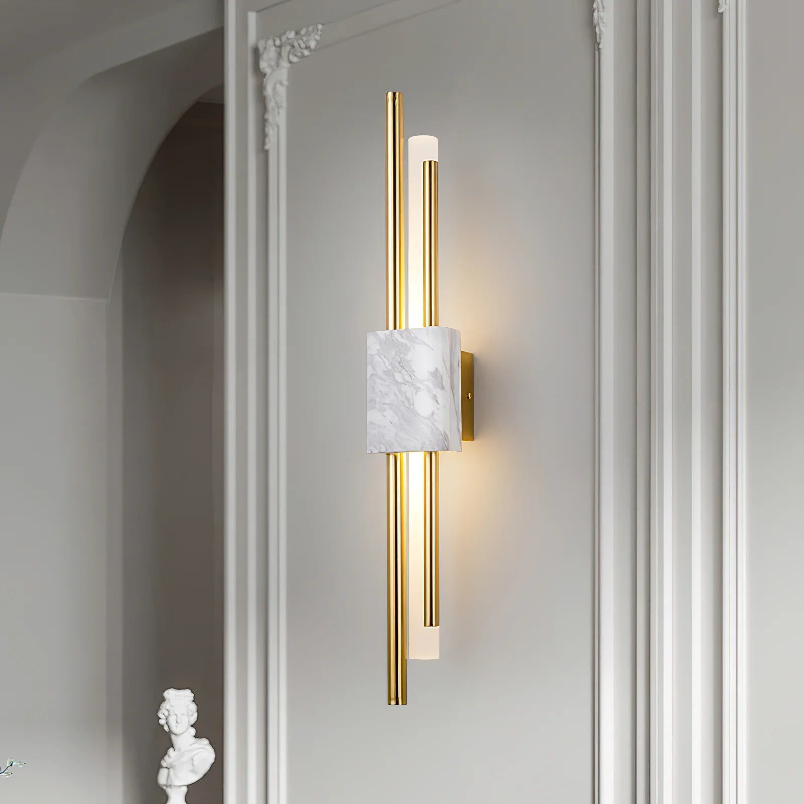 Applique da Parete in Marmo con Barre Cilindriche Classiche
