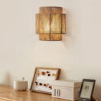 Applique da Parete Curva Tradizionale Giapponese in Cordame con 1 Luce per Soggiorno