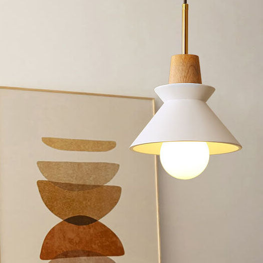 Lampada a Sospensione Minimalista Nordica in Legno e Cemento con 1 Luce