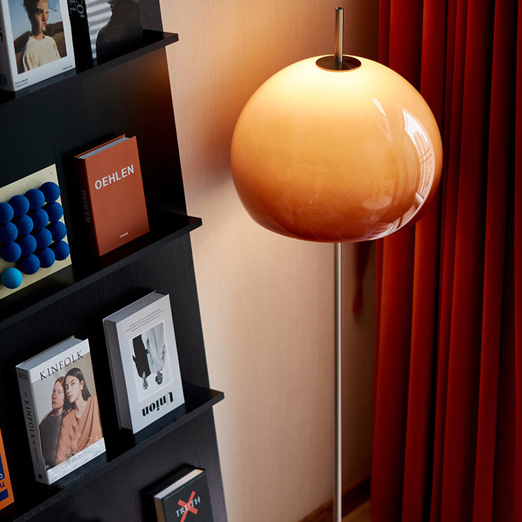 Lampada da Terra in Vetro a 2 Luci Stile Contemporaneo Retro Fungo per Soggiorno