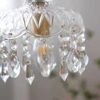 Lampadario Vintage in Rame con Cristalli Floreali | 1 Luce