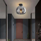 Lampada da soffitto semi-incassata in vetro e ferro a sfera, stile nordico contemporaneo, 1 luce per soggiorno