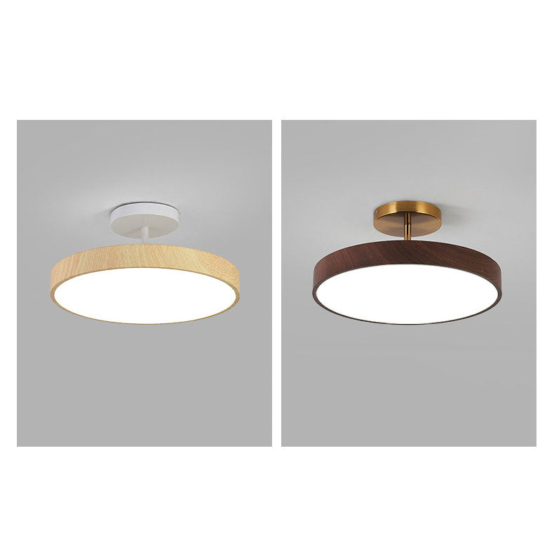 Luce a LED rotonda semi-incassata in legno minimalista giapponese Wabi-sabi