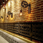 Applique da parete in ferro e legno vintage tradizionale con pulleys a 1 luce