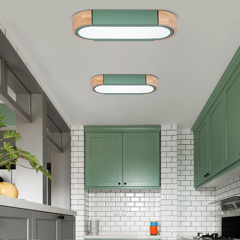 Lampada da soffitto a LED Flush Mount in ferro ovale lungo scandinavo contemporaneo per camera da letto