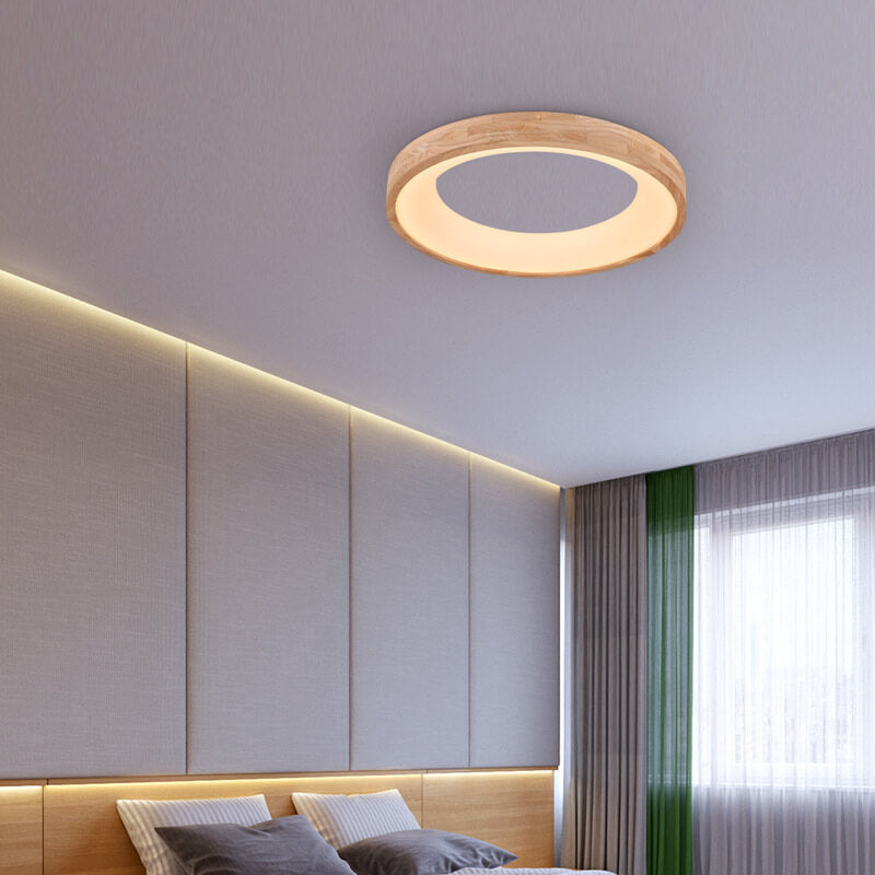 Lampada da soffitto a LED rotonda in legno log minimalista nordico