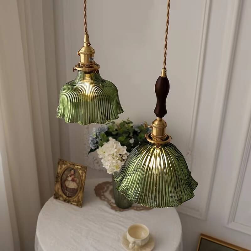 Lampada a Sospensione 1 Luce in Rame Noce Vetro Minimalista Moderna Nordica