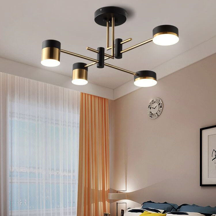 Moderno Minimalista Nero Oro Bilanciato 4-8 Luci Semi-Flussante