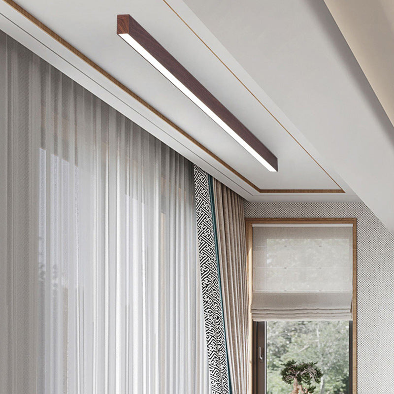 Moderna Lampada da Soffitto LED a Incasso in Alluminio con Venature di Legno