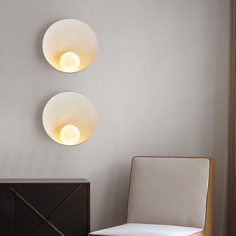Applique da Parete Lampada Moderna Minimalista Rotonda in Ferro e Resina con 1 Luce