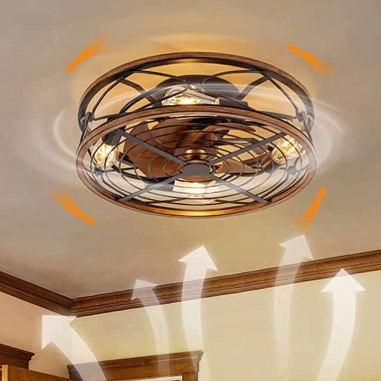 Moderno Nordic Industrial Lampada a Soffitto con Ventilatore Invisibile in Ferro Battuto a Cilindro con 4 Luci per Soggiorno