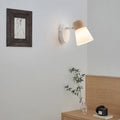Applique da Parete Lampada Vanity Luce Moderno Minimalista in Legno di Gomma Ferro Vetro 1/2