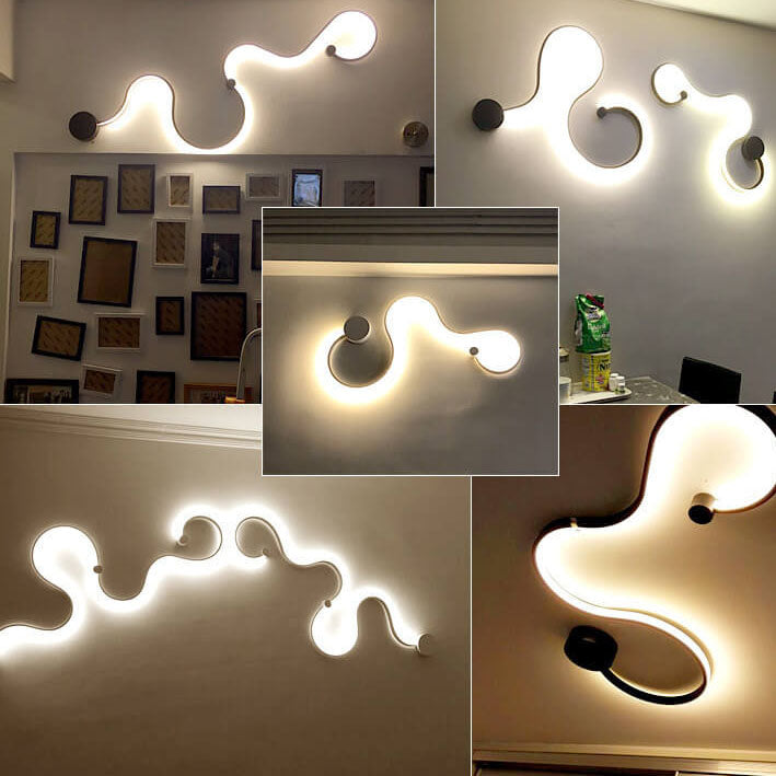 Lampada da Parete Curva LED Moderna in Alluminio a Forma di Serpente con 1 Luce