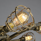 Lampada da soffitto rotonda in ferro industriale vintage con tubo d'acqua, 4/6/8 luci