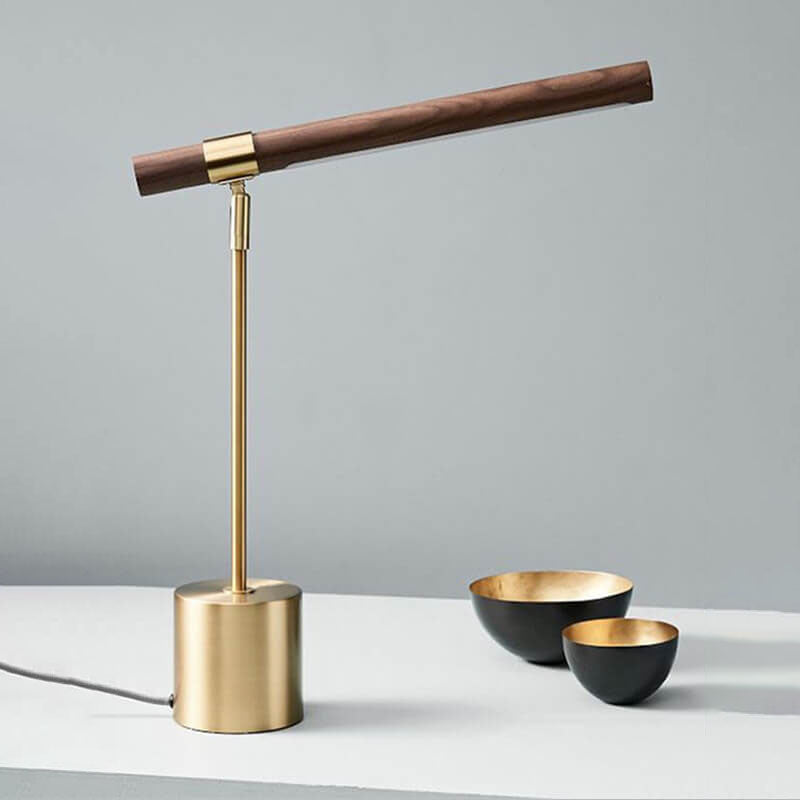 Lampada da Tavolo LED a Base Cilindrica in Legno con Design Minimalista Nordico