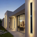Lampada da Parete LED Solare Rettangolare Impermeabile in Alluminio e Acrilico Minimalista Moderna per Esterni