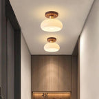 Lampada da soffitto semi-incassata rotonda in ottone vintage creativo con noce e 1 luce