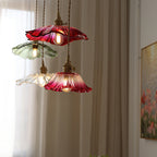 Lampada a Sospensione in Vetro di Rame con Girasole in Stile Art Deco Moderna per Soggiorno