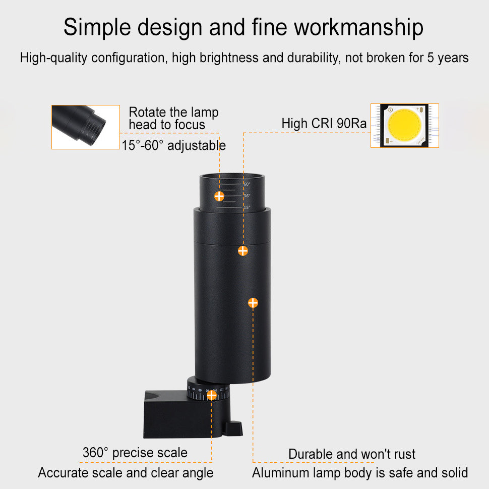 Faretto Tubolare da Incasso Regolabile Dimmabile Moderno Minimalista con Focalizzazione per Illuminazione a Binario 3/4/5 Luci LED per Soggiorno