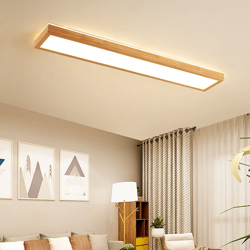 Lampada da soffitto LED rettangolare minimalista giapponese in noce