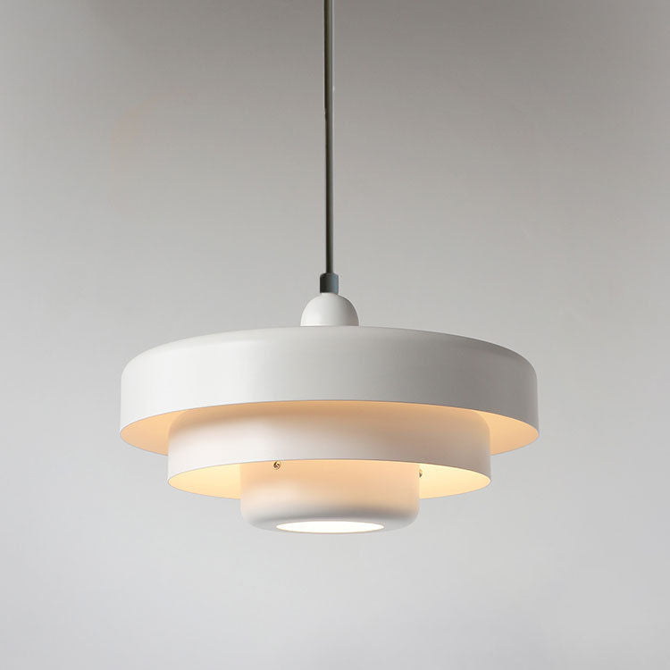 Lampada a sospensione in metallo rotonda vintage nordica a più strati con 1 luce