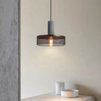 Xenith Lampada a Sospensione Industriale Cilindrica, Cemento/Metallo