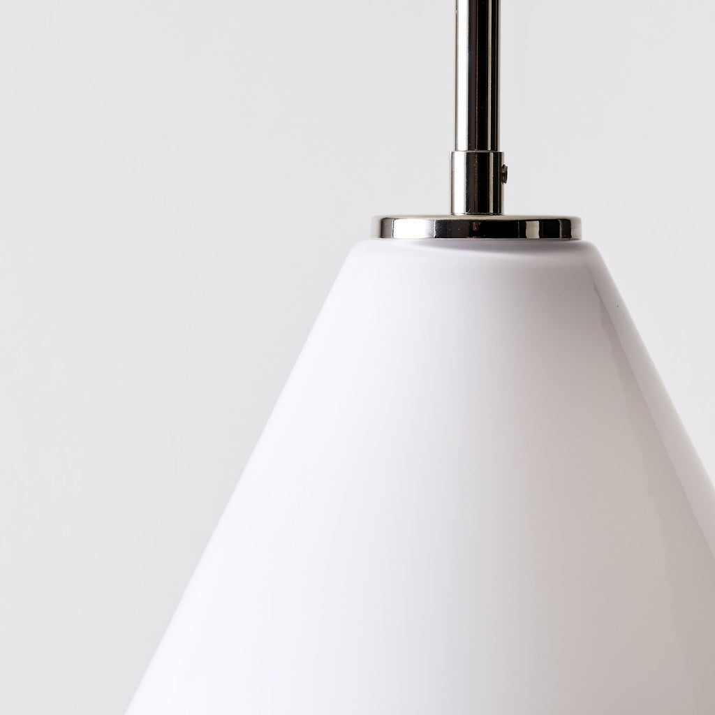 Lampada a sospensione a cono in vetro trasparente per cucina