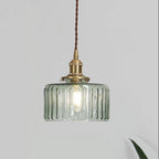 Lampada a Sospensione Tradizionale Giapponese in Ottone con Vetro, 1 Luce per Soggiorno