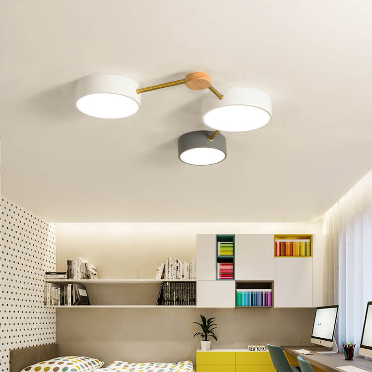 Illuminazione a Soffitto LED in Legno Massello e Ferro Stile Minimalista Scandinavo