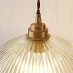 Coperchio in Vetro Trasparente Minimalista Moderno in Ottone con Lampada a Sospensione a 1 Luce