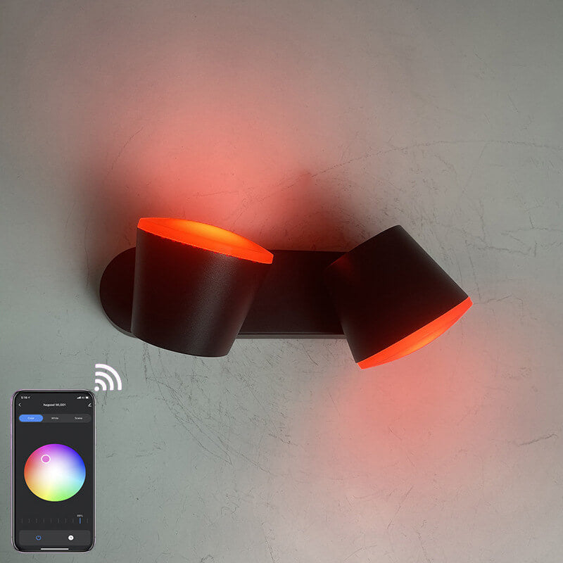 Applique da Esterno a LED Regolabile in Alluminio Industriale Contemporaneo con Doppia Testa Impermeabile per Patio