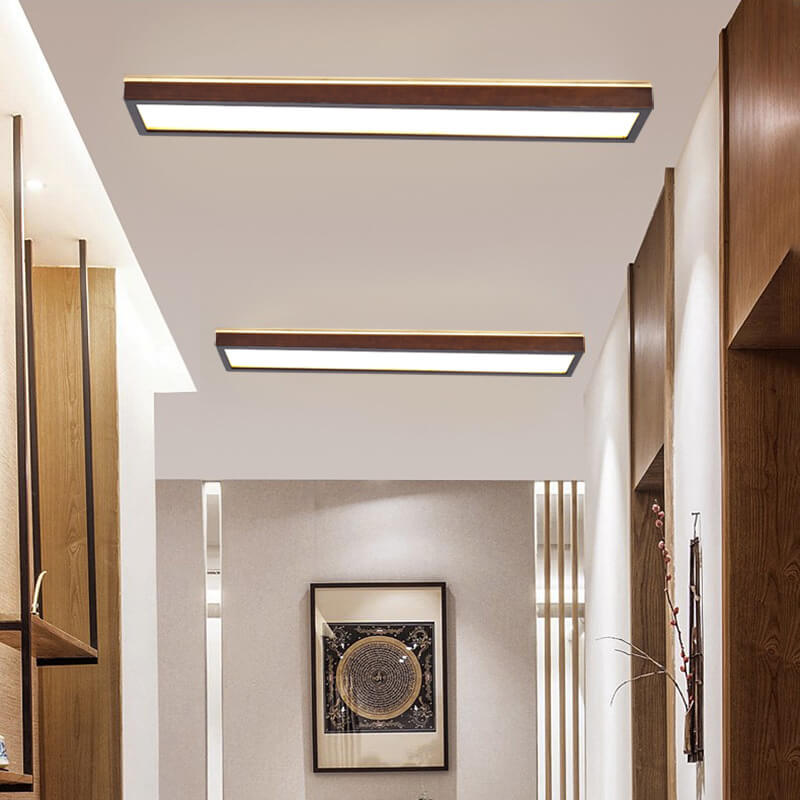 Lampada da soffitto LED rettangolare minimalista giapponese in noce