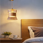 Applique da parete in vetro, noce tradizionale giapponese, cilindro in rame, lampada a 1 luce