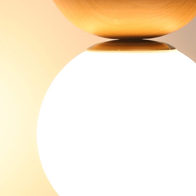 Lampada da soffitto a sfera di vetro | Design legno