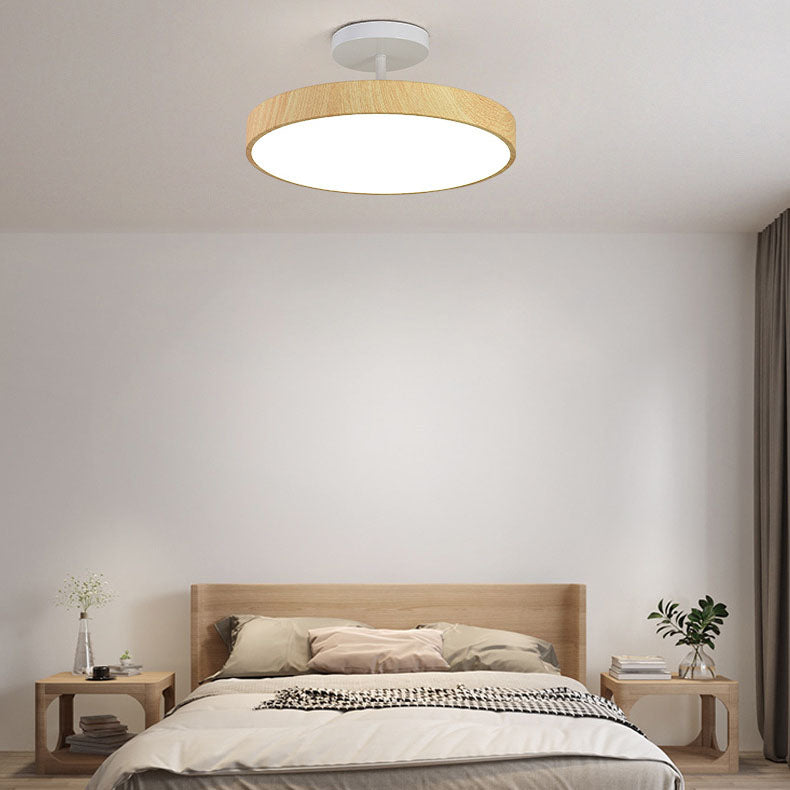 Luce a LED rotonda semi-incassata in legno minimalista giapponese Wabi-sabi